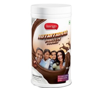 Invigo Nutritional Protein Powder 500g | Family Health Supplement with Vitamins, Calcium & Iron | Chocolate Flavour