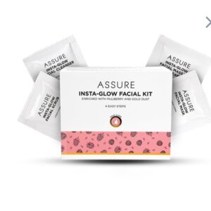 Assure Insta-Glow Facial Kit | Enriched with Mulberry & Gold Dust | 4-Step Facial Kit for Instant Glow | All Skin Types